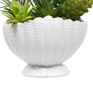 Plante Artificielle Ocea avec Pot Coquillage H20cm Blanc