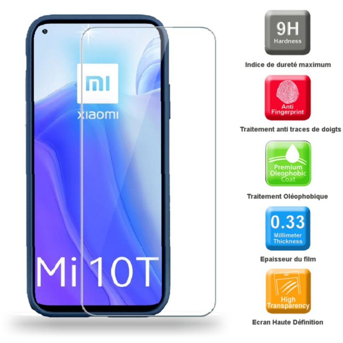 Coque IBROZ Xiaomi Mi 10T Coque bleu + Verre trempé