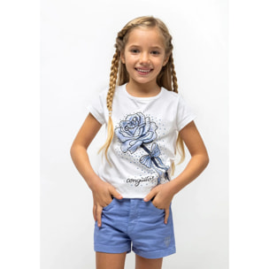 Shorts de Niña Basic Celeste