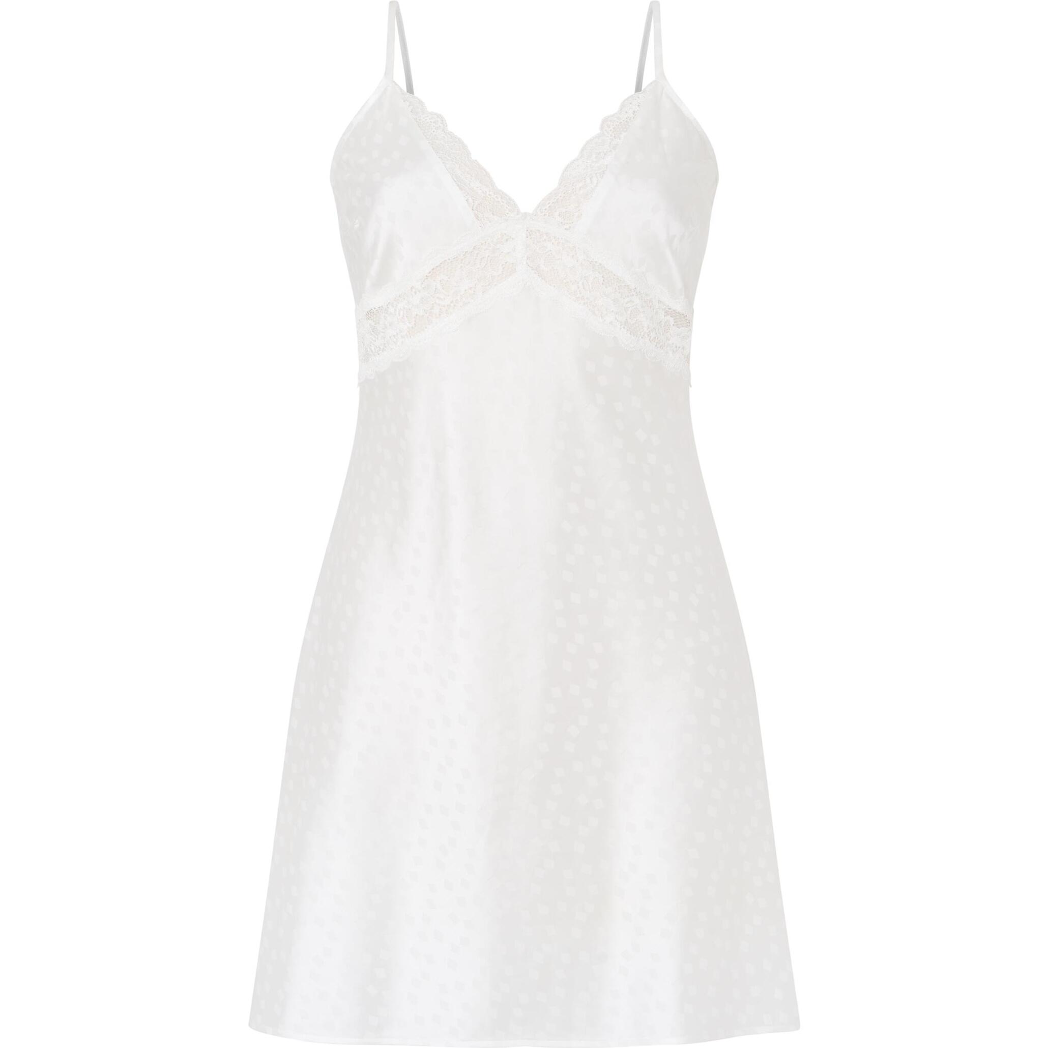 Camisón corto mujer jacquard con puntilla elegante