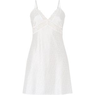 Camisón corto mujer jacquard con puntilla elegante