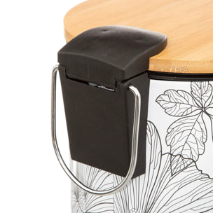 Poubelle soft close 3L "BlackFlora" noir et blanc