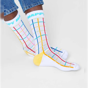 Calcetines color grid crew blanco