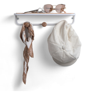 Porte-manteau mural Tomasucci GENNA, en acier et bois, blanc
