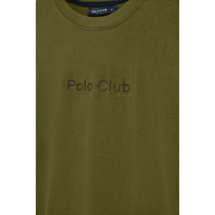 Camiseta verde caqui de manga corta y cuello redondo con logotipo Polo Club