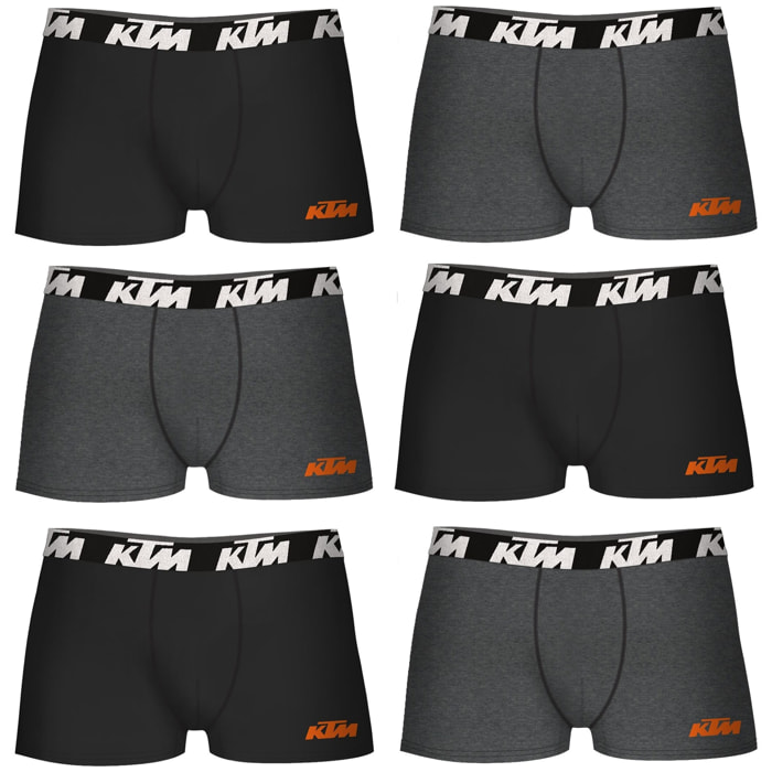 Set de 6 calzoncillos bóxer ktm  negro y gris oscuro