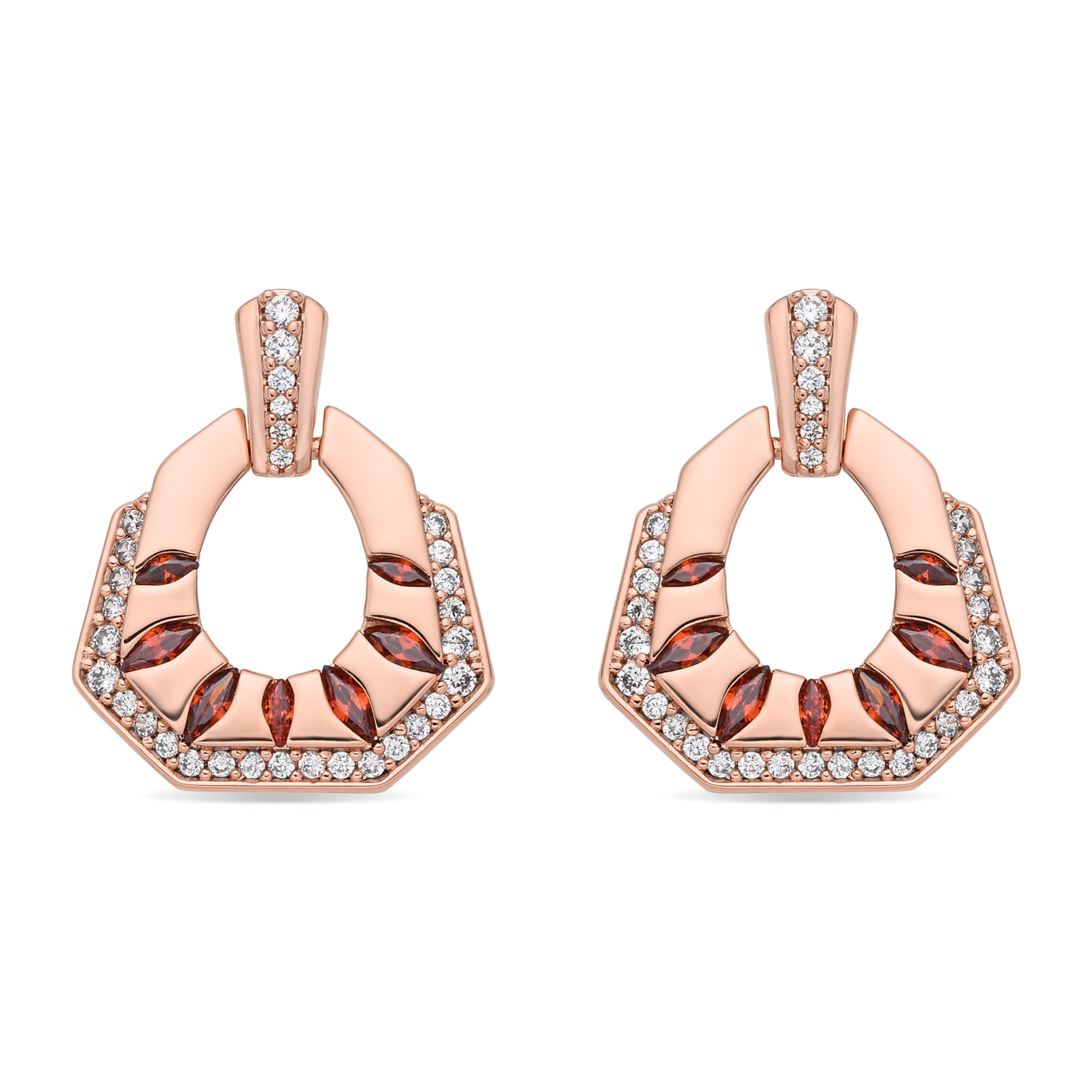 Pendientes Stadek acabado oro rosa 18k