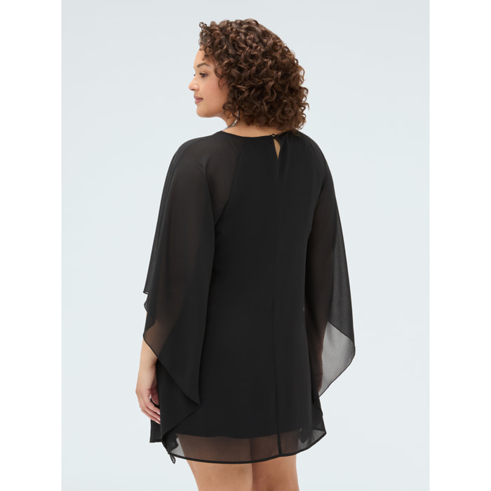 Fiorella Rubino - Vestido de georgette con maximangas kimono - Negro