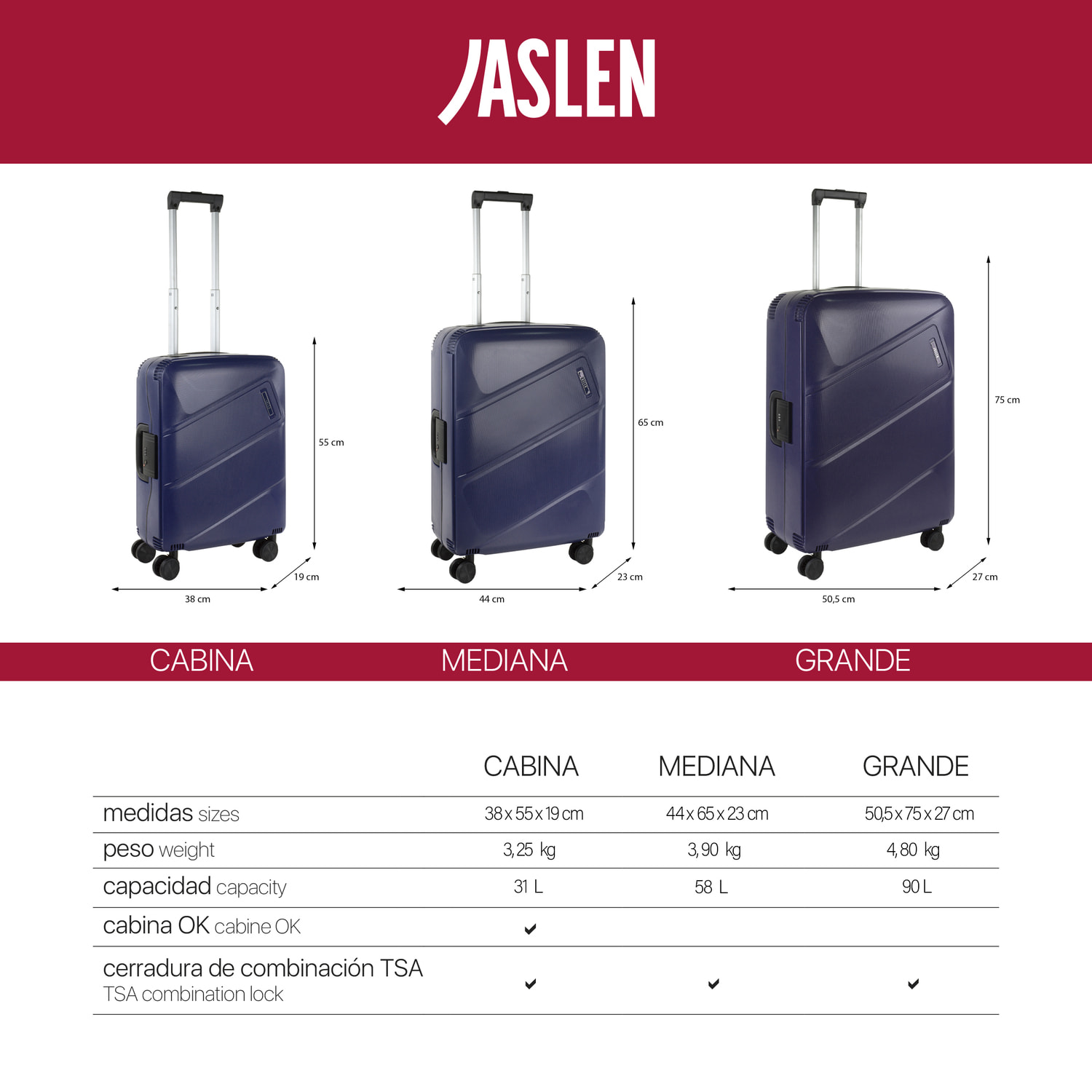 Maleta Pp Mediana Jaslen Orleans Azul Marino