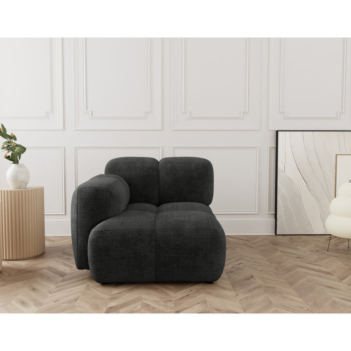 Grace - module d'assise gauche en velours texturé - Gris Anthracite