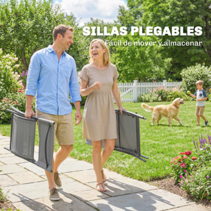 Conjunto de Mesa y Sillas Jardín de 5 Piezas, Muebles de Jardín Exterior con 4 Sillas Plegables y Mesa Plegable, para Terraza, Patio, Gris