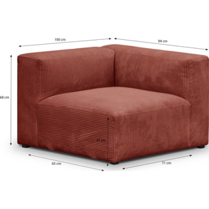 Canapé d'angle à gauche modulable 4 places en velours côtelé + pouf - MODULO