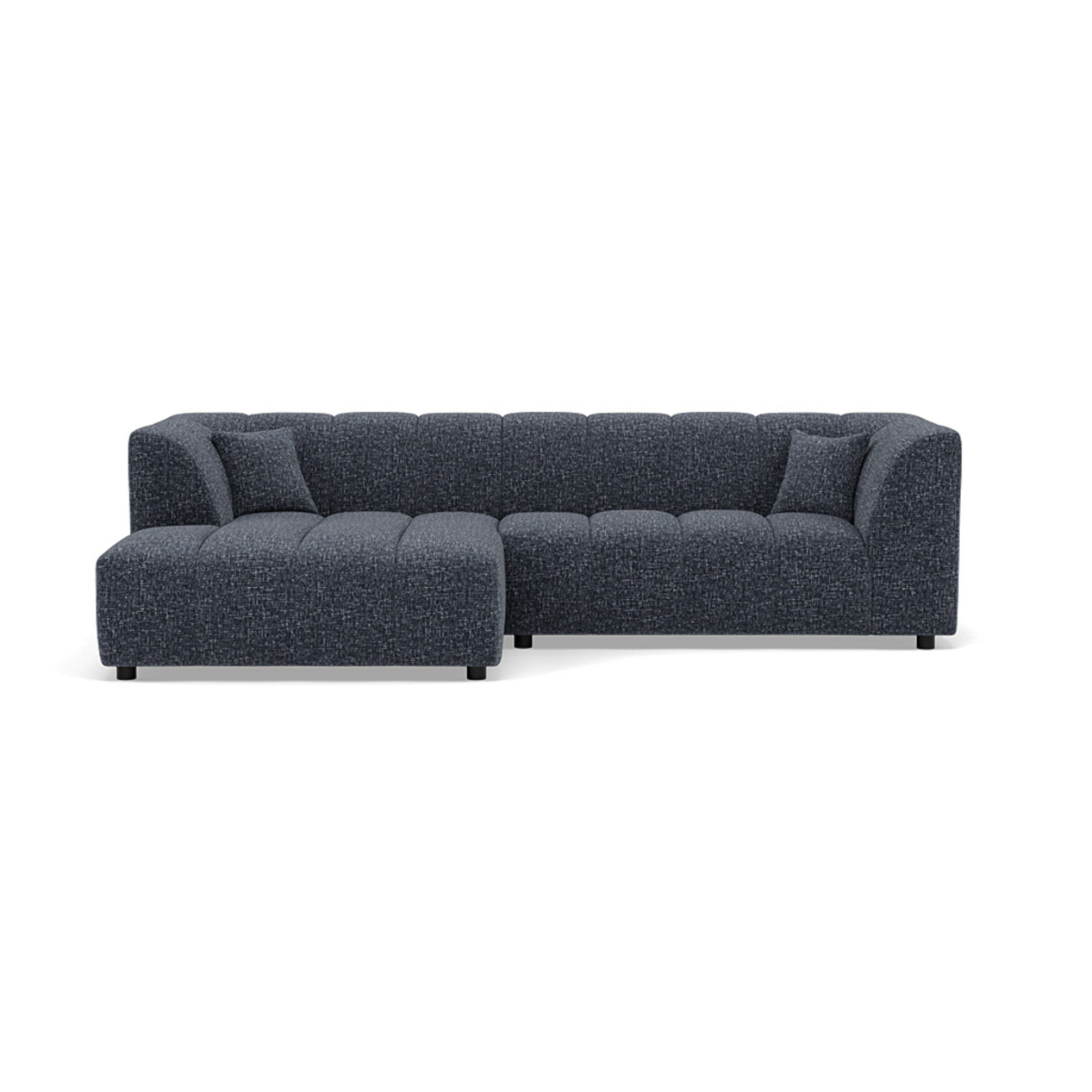 Curtis - canapé d'angle gauche 4 places avec accoudoir en tissu texturé - Bleu