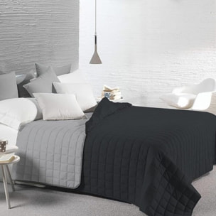 INTRECCI Copriletto Singolo Estivo, Trapunta Singola Estiva, 170x260 cm, Coperta Estiva, anche Primaverile, Double Face, Moderna, Leggera, Elegante. Colore: Nero/Grigio