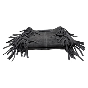 Borsa a Mano in Vera Pelle Scamosciata con Frange Made in Italy