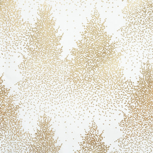 Nappe imprimée sapin 140x360cm blanc et or