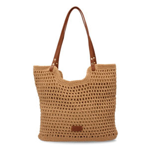 Bolso de hombro para mujer de rafia, diseño moderno con adornos, comodo.