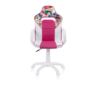 Silla gaming DRW Sticker - Blanco - Rosa DRW