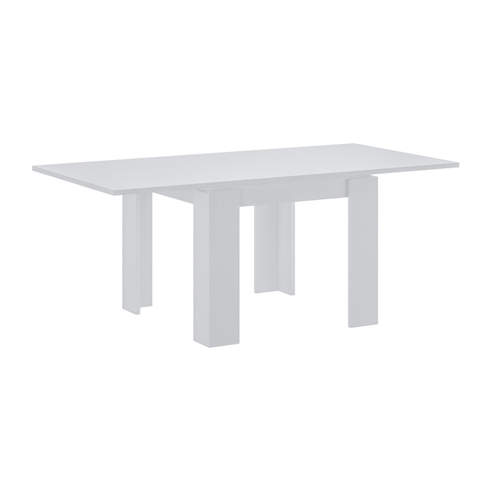 Tavolo Allungabile Moderno Da 4 A 8 Persone Gambe Spesse Minimal Meccanismo Centrale Estensibile Per Cucina Sala Pranzo 90 x 90 / 180 x 90 Cm Bianco