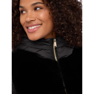 Fiorella Rubino - Piumino bimaterico con cappuccio - Nero