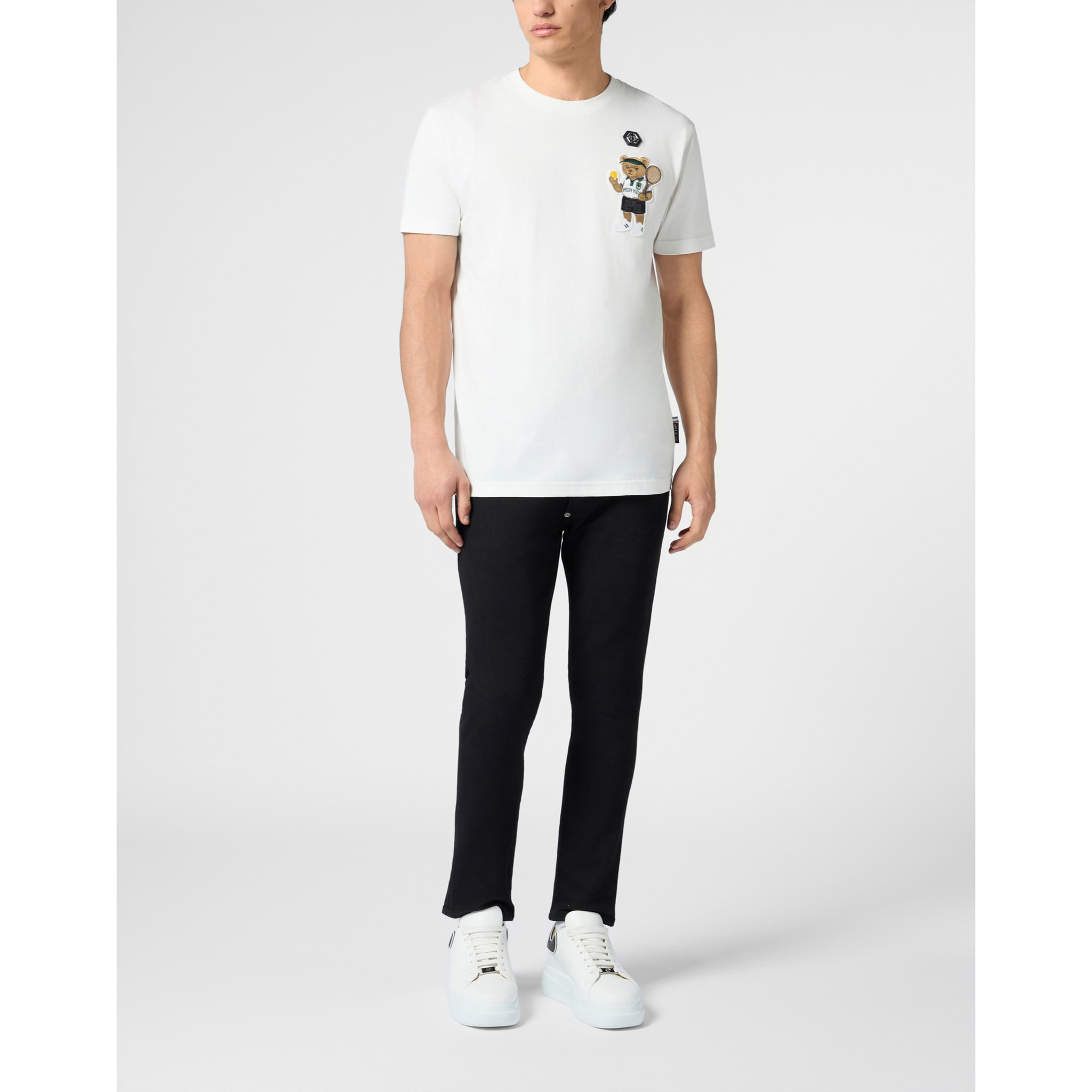 PHILIPP PLEIN Round Neck T-Shirt Teddy Tennis Patch
