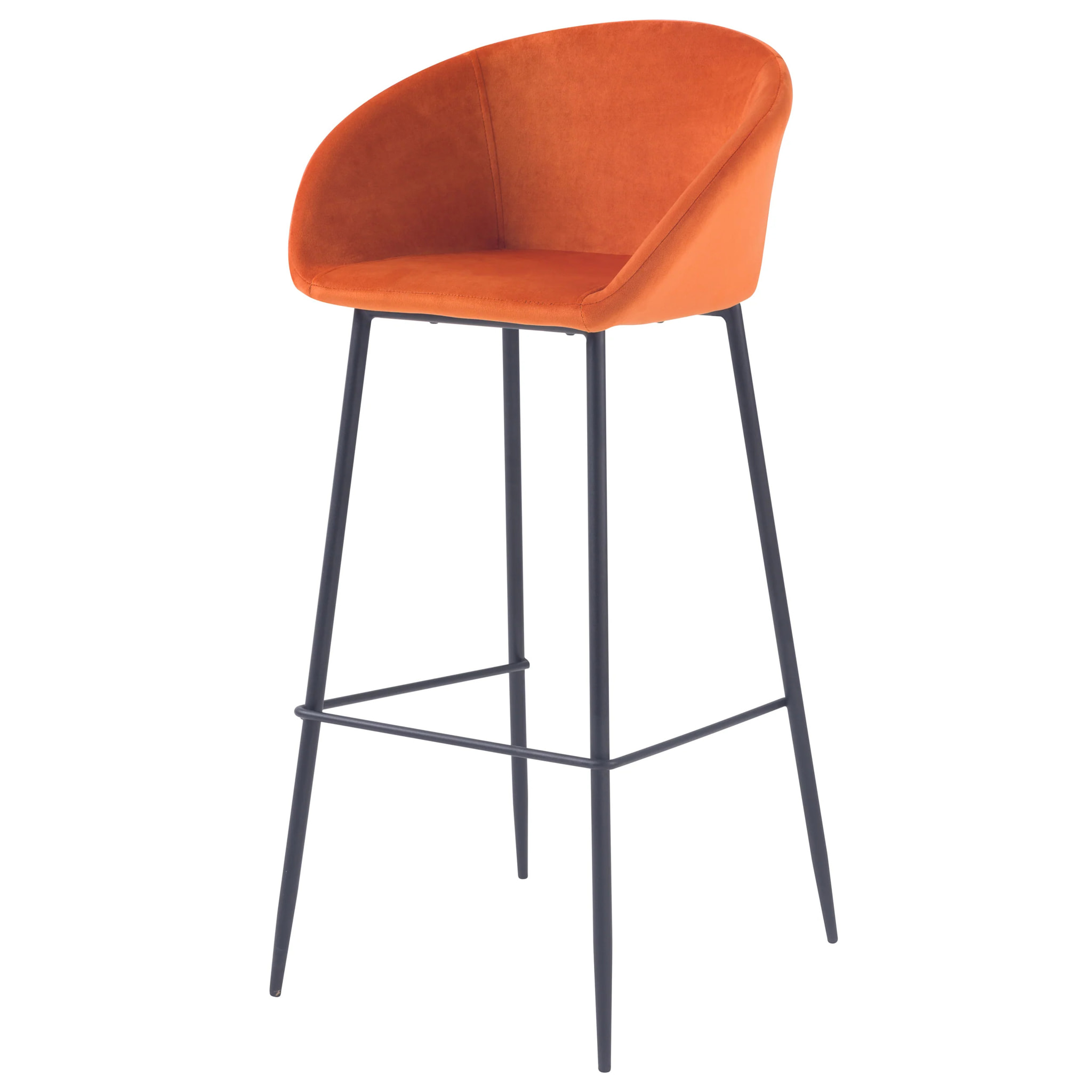 Lot de 2 chaises de bar 75 cm en velours orange - Marquise