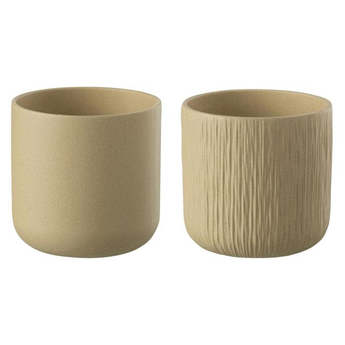 J-Line cache-pot Gen - céramique - beige - XXL - 2 pièces - Ø 26.5 cm