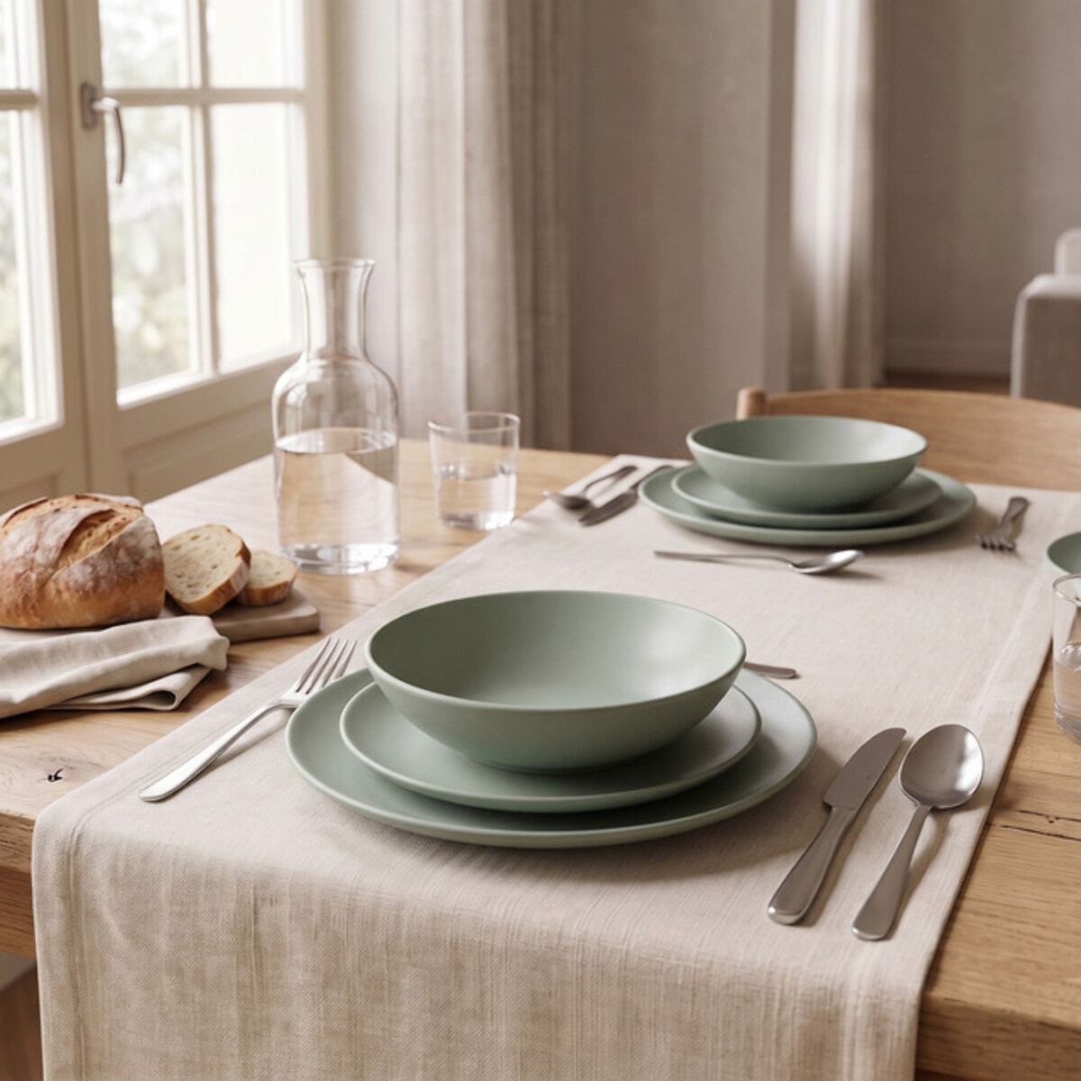 Servizio piatti 18 pezzi in ceramica - SALVIA