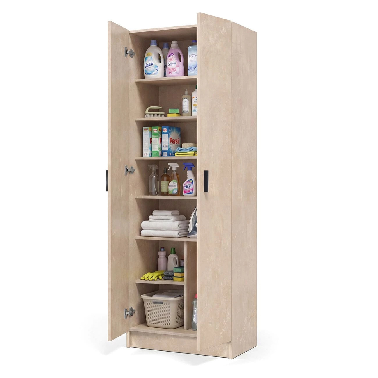 Armario de 2 puertas en efecto microcemento beige 60x180 cm Multi Useful Microcemento Beige