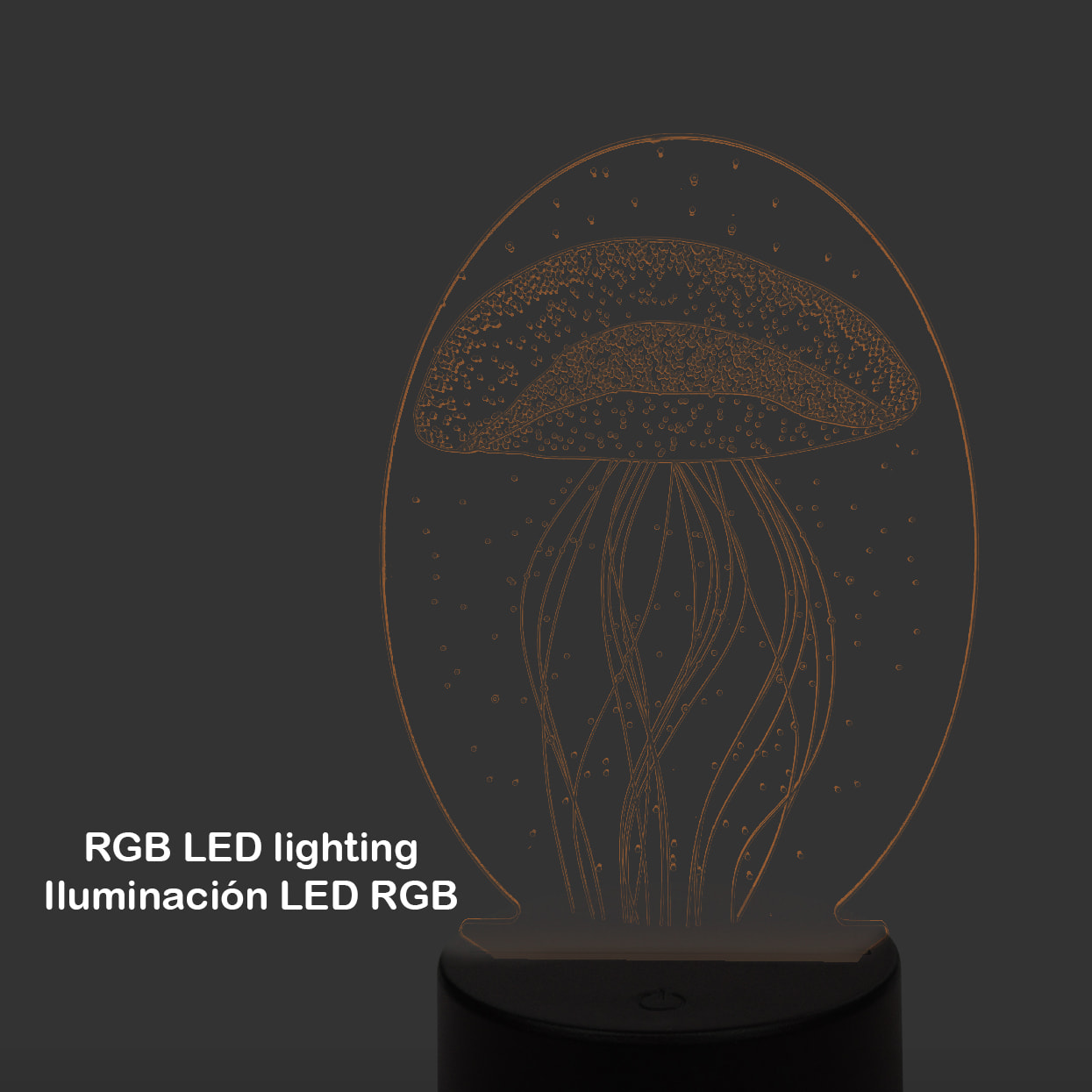 Lámpara ambiental efecto 3D, diseño Medusa. Luces RGB intercambiables, con efectos y mando a distancia.