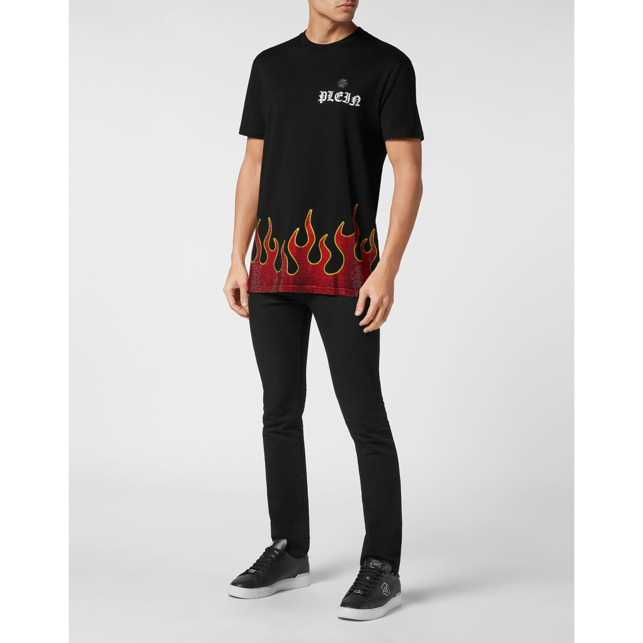 PHILIPP PLEIN Camiseta de cuello redondo y manga corta FLAME