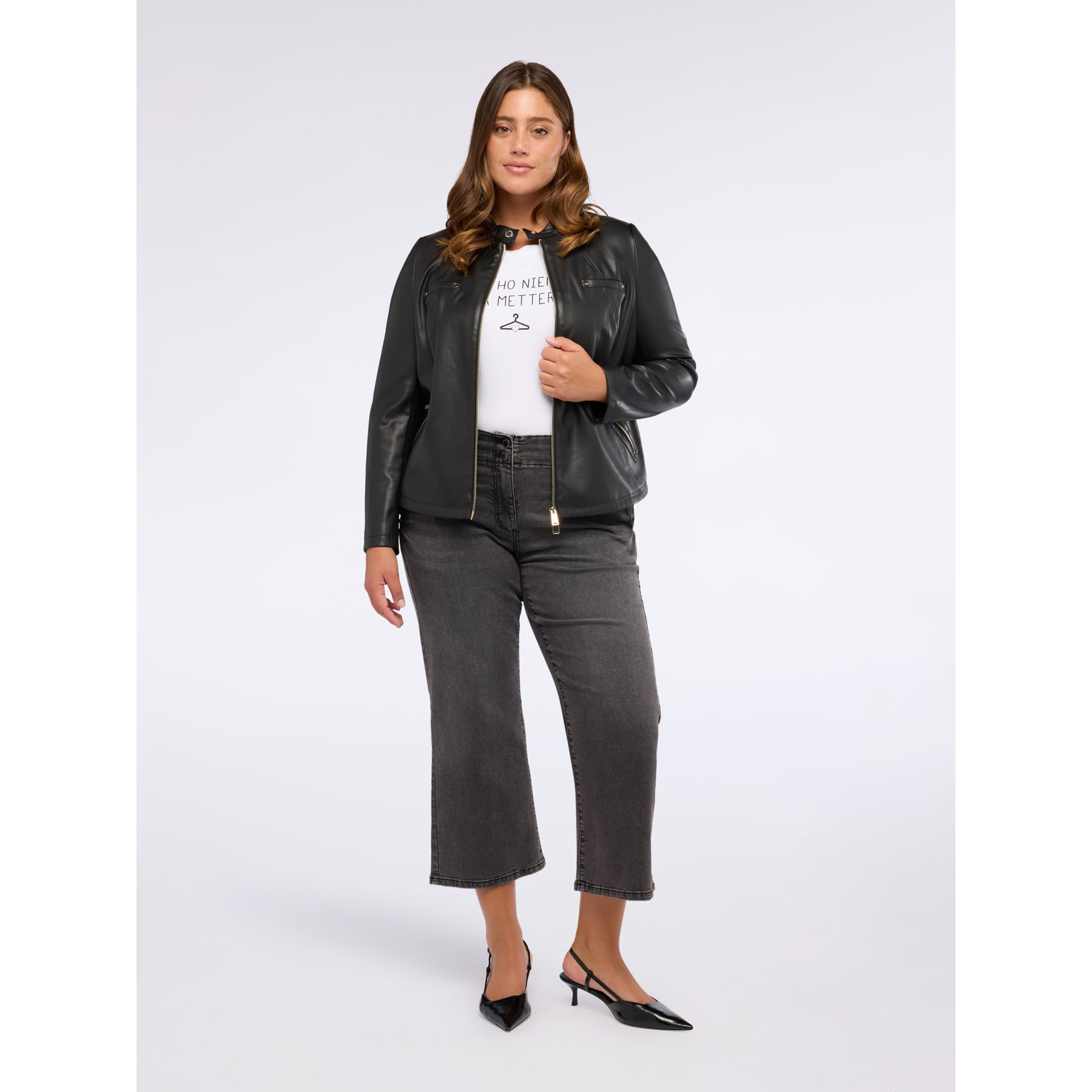 Fiorella Rubino - Jeans cropped lavaggio stone washed - Grigio