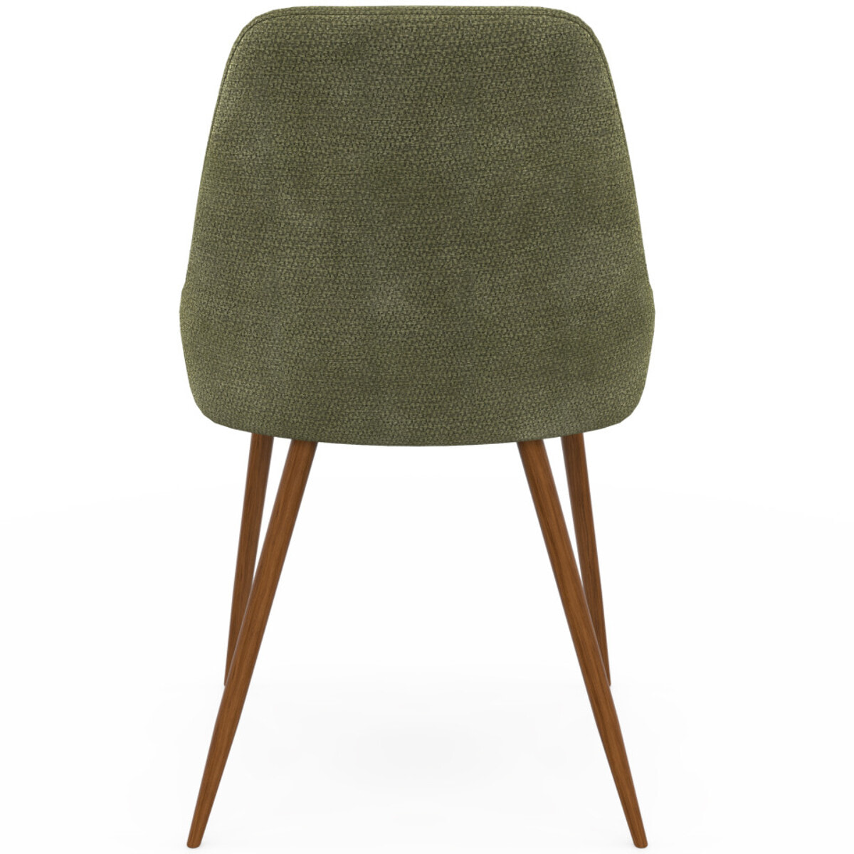 Chaises Olivia velours chenille vert pieds métal effet noyer - lot de 4