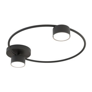 Lampada da soffitto LUCIO a due luci in acciaio nero opaco