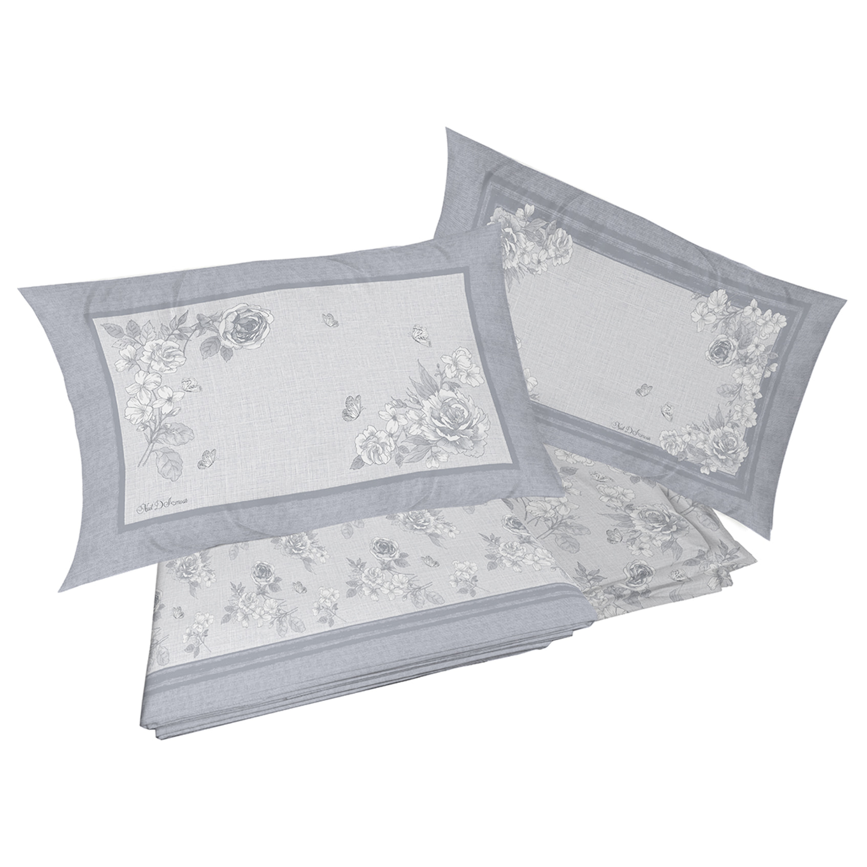 Completo letto in flanella praga grigio flanella 100% cotone