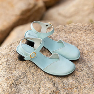 Sandalias con tacón N884 SOFT NAPPA CUERO/ FLORA color Cuero