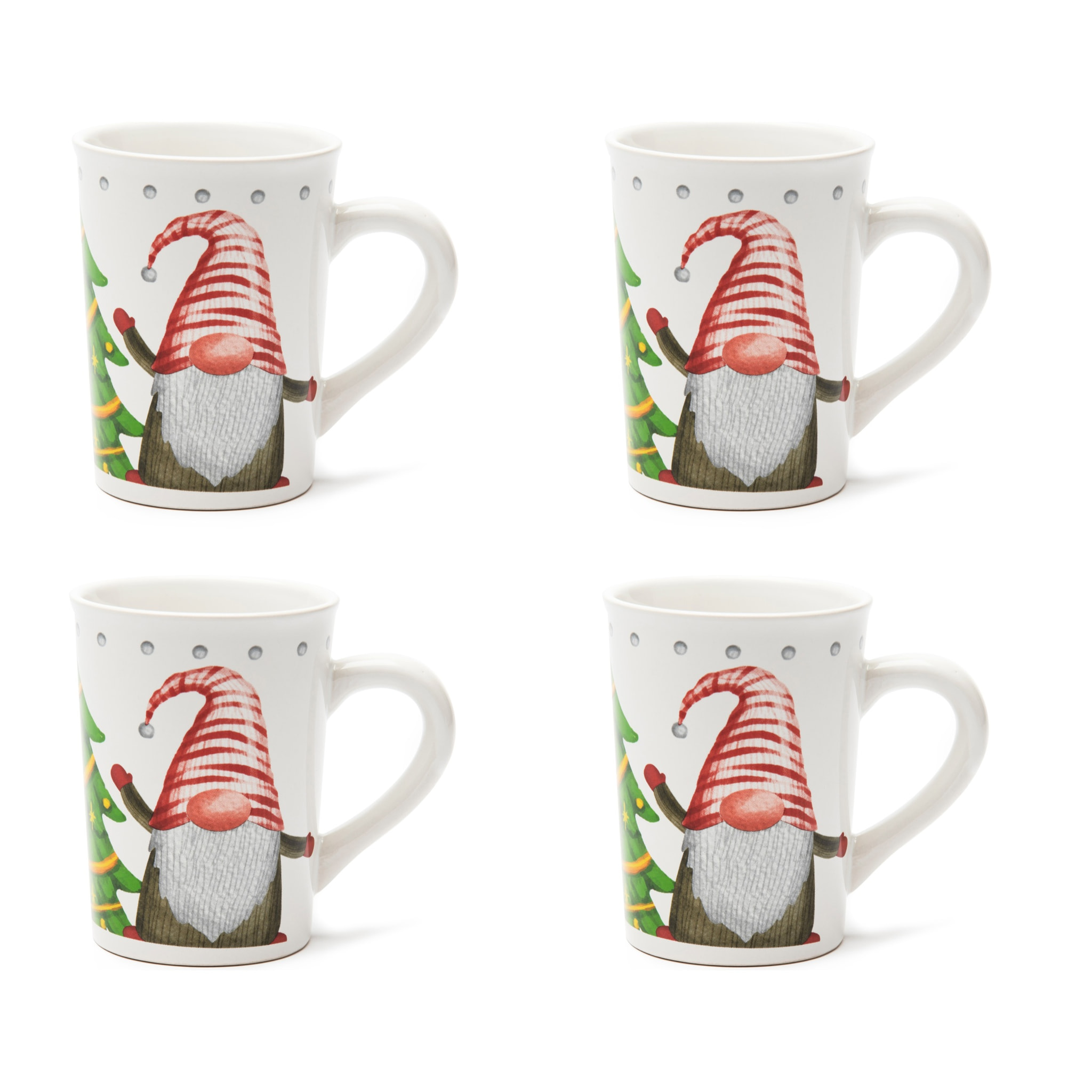 Set de 4 mugs Excelsa - Gnomo Friends, New Bone China Blanche