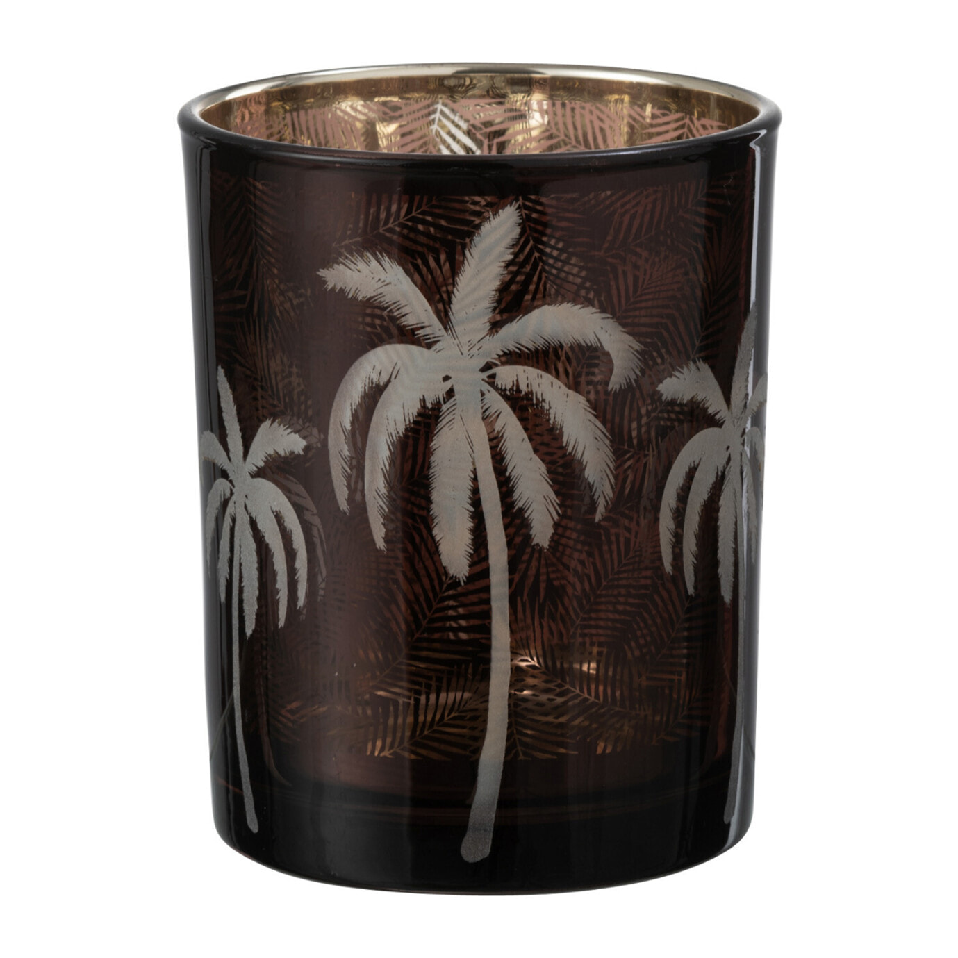 J-Line photophore Feuilles De Palmier - verre - marron - medium