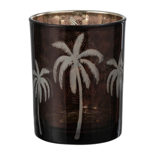 J-Line photophore Feuilles De Palmier - verre - marron - medium