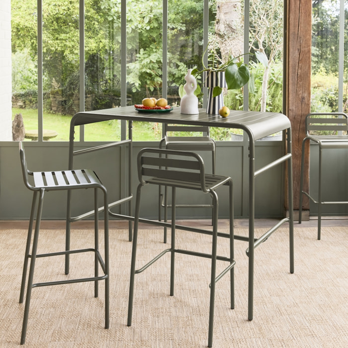 Table haute de jardin acier + 4 assises AMÉLIA