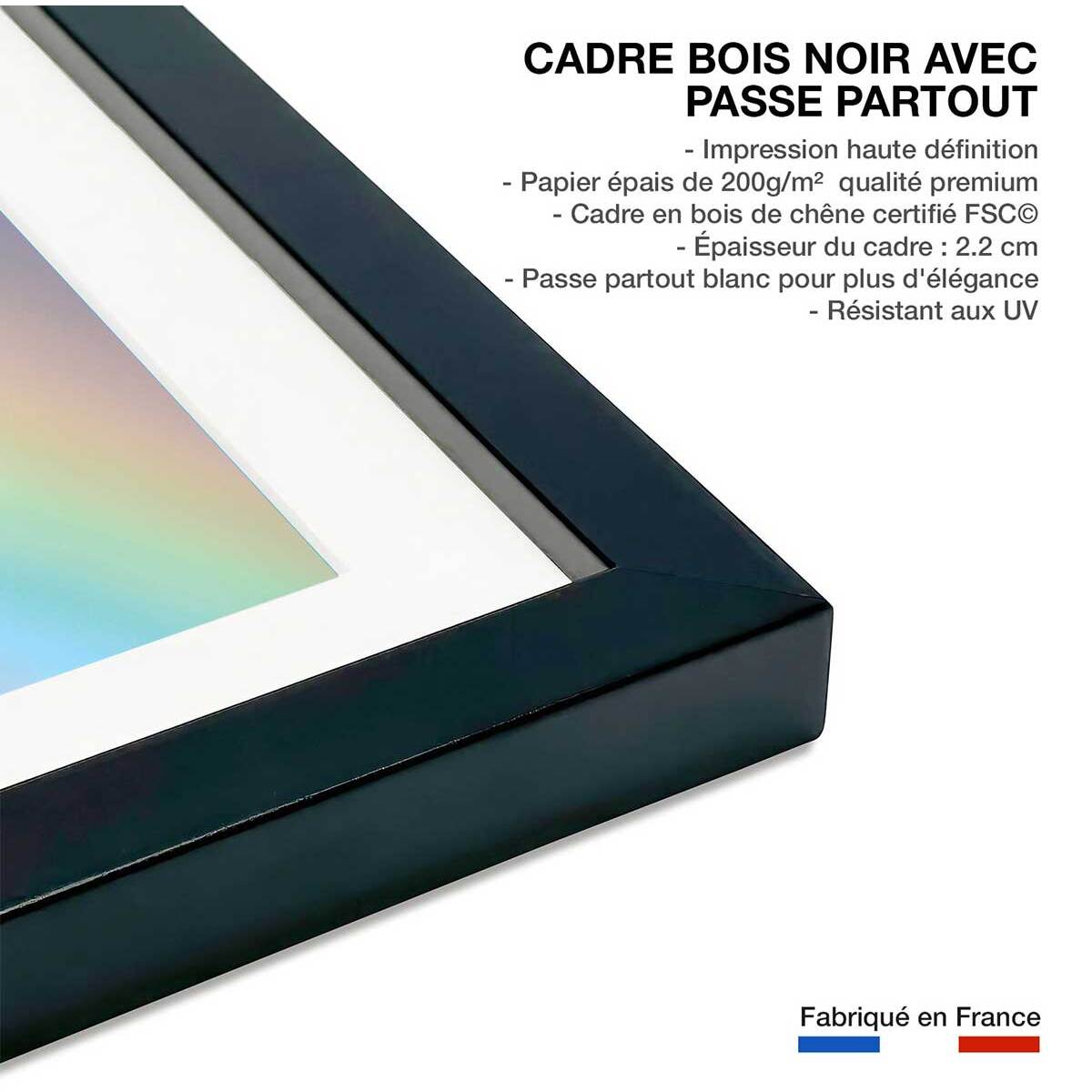 Affiche photo arc en ciel pastel Affiche + cadre en bois - Noir