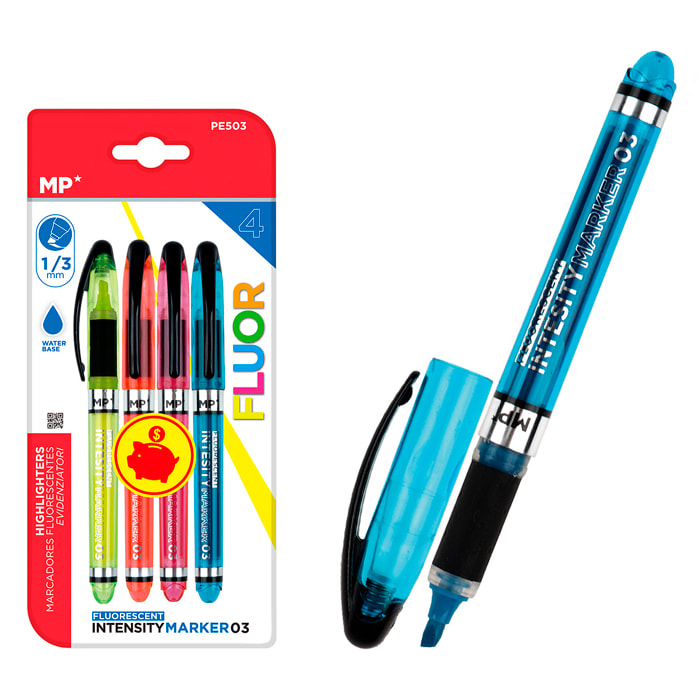 MARCADOR FLUORESCENTE 4 Uds. PACK AHORRO