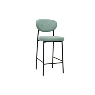 Tabourets de bar fixes en tissu effet velours texturé vert céladon H65 cm (lot de 2) BREKA