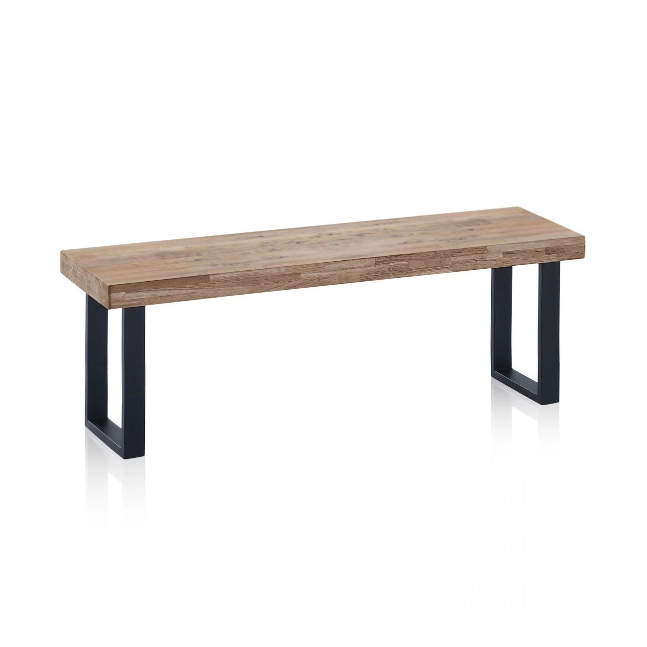 Banco de madera con patas metálicas en negro y roble honey 120x34 cm Loft Roble Honey - Negro