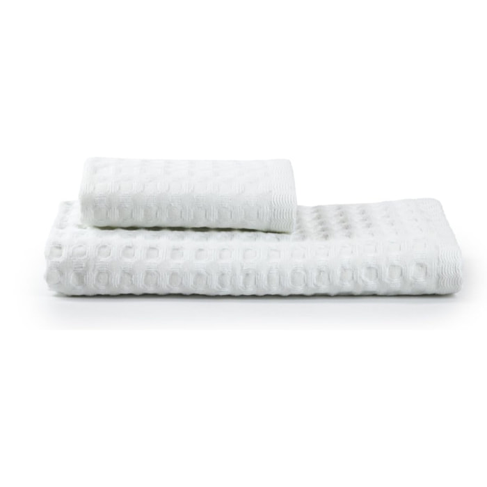 INTRECCI HOME Set Bagno Asciugamani Viso+Ospite, in Puro Cotone 300 g, Leggerezza e Praticità, con Lavorazione Nido d’Ape, Ideale per Asciugatura Rapida