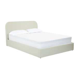 Lit double avec coffre 160x200 cm en tissu gris/beige - Tilly