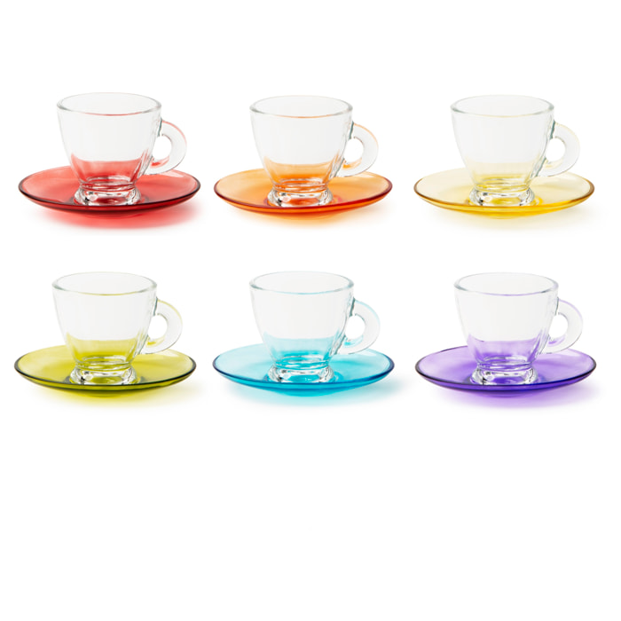 Set 6 Tazzine Caffè con Piattino Excelsa – Istanbul, Vetro Multicolore