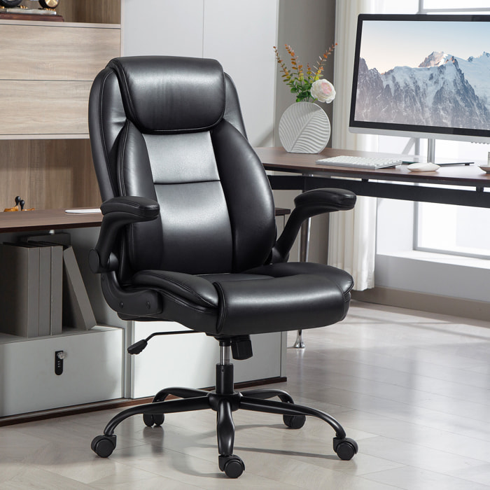 Chaise de bureau manager design réglable accoudoirs relevables acier synthétique noir
