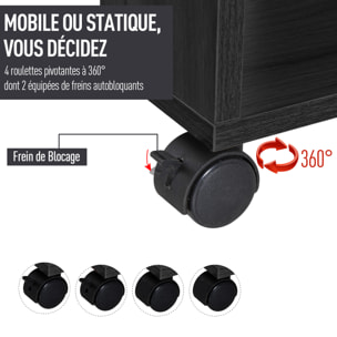 Armoire penderie étagère 2 niches penderie 4 roulettes pivotantes dim. 60L x 40l x 128H cm noir