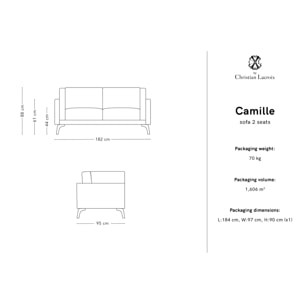 Canapé "Camille" 2 places en tissu structurel bleu foncé